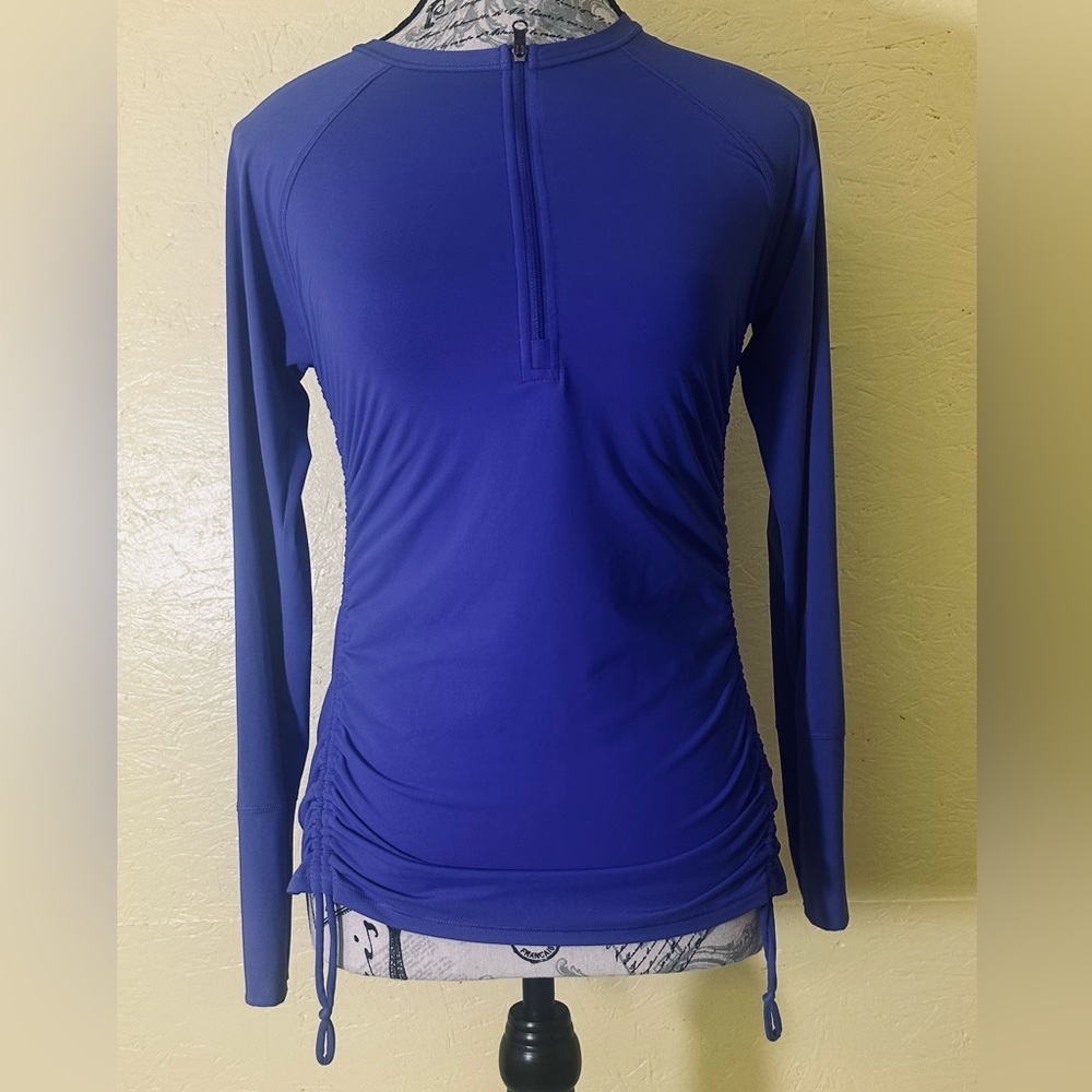 CALIA by Carrie Underwood Purple Ruched Side Quarter Zip Athletic Top XS - Picture 2 of 8